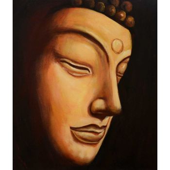 Buddha 3 - Portraits Handgemaltes Ölgemälde ohne Rahmen