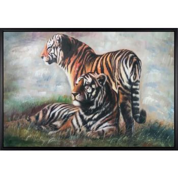 Magnificent Tigers - Tiere Handgemaltes Ölgemälde mit schwarzem Rahmen Magnificent Tigers - Tiere Handgemaltes Ölgemälde mit schwarzem Rahmen