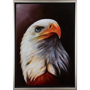 Proud Eagle - Tiere Handgemaltes Ölgemälde mit silbernem Rahmen Proud Eagle - Tiere Handgemaltes Ölgemälde mit silbernem Rahmen
