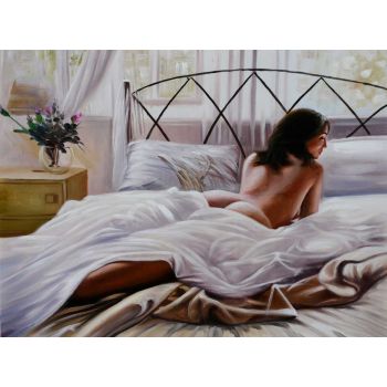 Lady in Bed - Portraits Handgemaltes Ölgemälde Lady in Bed - Portraits Handgemaltes Ölgemälde