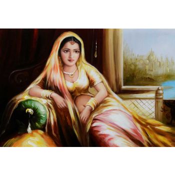 Indian Maharani - Portraits Handgemaltes Ölgemälde ohne Rahmen Indian Maharani - Portraits Handgemaltes Ölgemälde ohne Rahmen