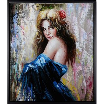 Spanish Lady - Portraits Handgemaltes Ölgemälde mit schwarzem Rahmen Spanish Lady - Portraits Handgemaltes Ölgemälde mit schwarzem Rahmen
