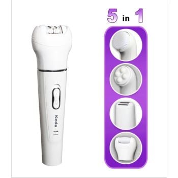 Keda 5-in-1 Körperpflegegerät – Gesichtsreinigungsbürste, Gesichtsmassagegerät, Epilierer, Rasierer und Hornhautentferner in einem Gerät  Keda 5-in-1 Körperpflegegerät – Gesichtsreinigungsbürste, Gesichtsmassagegerät, Epilierer, Rasierer und Hornhautentferner in einem Gerät