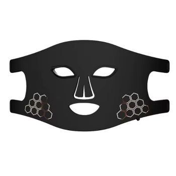 LED Lichttherapie Gesichtsmaske aus Silikon - mit rotem, blauem, infrarotem und violettem LED Licht - Schwarz