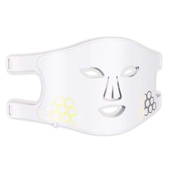 LED Lichttherapie Gesichtsmaske aus Silikon - mit rotem, blauem, infrarotem und violettem LED Licht - Weiss