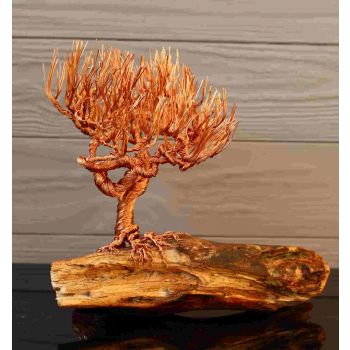 Kunst-Skulptur - Spine - Drahtbaum auf Holz - feuriger Blickfang für Ihr Zuhause - handgefertigtes Unikat Kunst-Skulptur - Spine - Drahtbaum auf Holz - feuriger Blickfang für Ihr Zuhause - handgefertigtes Unikat