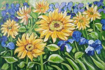 Sunflowers - Natur-Schönheiten Handgemaltes Ölgemälde ohne Rahmen