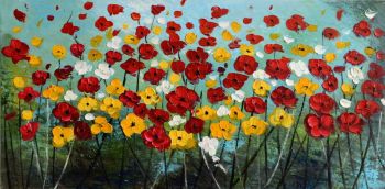 Flower Meadow - Natur-Schönheiten Handgemaltes Ölgemälde ohne Rahmen