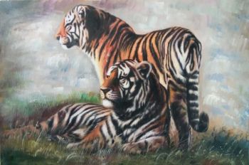 Magnificent Tigers - Tiere Handgemaltes Ölgemälde