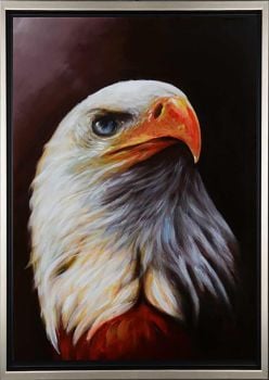 Proud Eagle - Tiere Handgemaltes Ölgemälde mit silbernem Rahmen