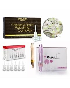 Professionelles Mesotherapie Gesichtspflege Set mit Dr. Pen Dermapen - in Farben Gold od. Violett und Repair-Kur Ampullen Professionelles Mesotherapie Gesichtspflege Set mit Dr. Pen Dermapen - in Farben Gold od. Violett und Repair-Kur Ampullen