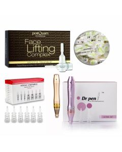 Professionelles Mesotherapie Gesichtspflege Set mit Dr. Pen Dermapen - in Farben Gold od. Violett und Lifting Ampullen Professionelles Mesotherapie Gesichtspflege Set mit Dr. Pen Dermapen - in Farben Gold od. Violett und Lifting Ampullen