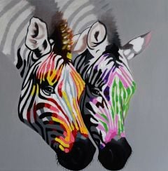 Handgemaltes Ölgemälde (Tiere) - "Zebra 1"
