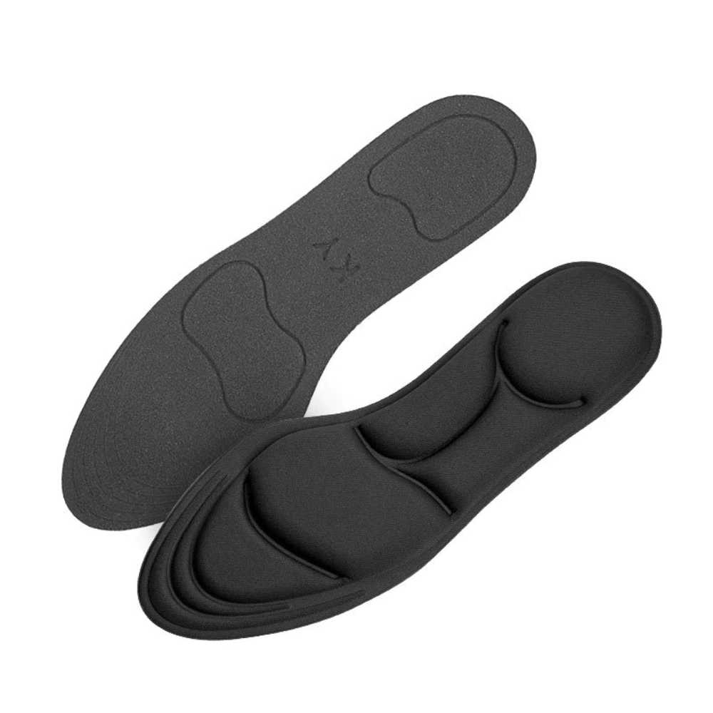Einlegesohle aus Memory Foam – mit Stütze für Fussbogen sowie Fersen-, und Vorfusskissen - Black
