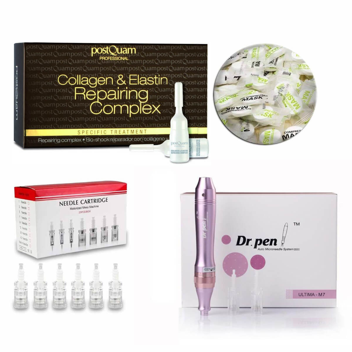Professionelles Mesotherapie Gesichtspflege Set mit Dr. Pen Dermapen - in Farbe Violett und Repair-Kur Ampullen