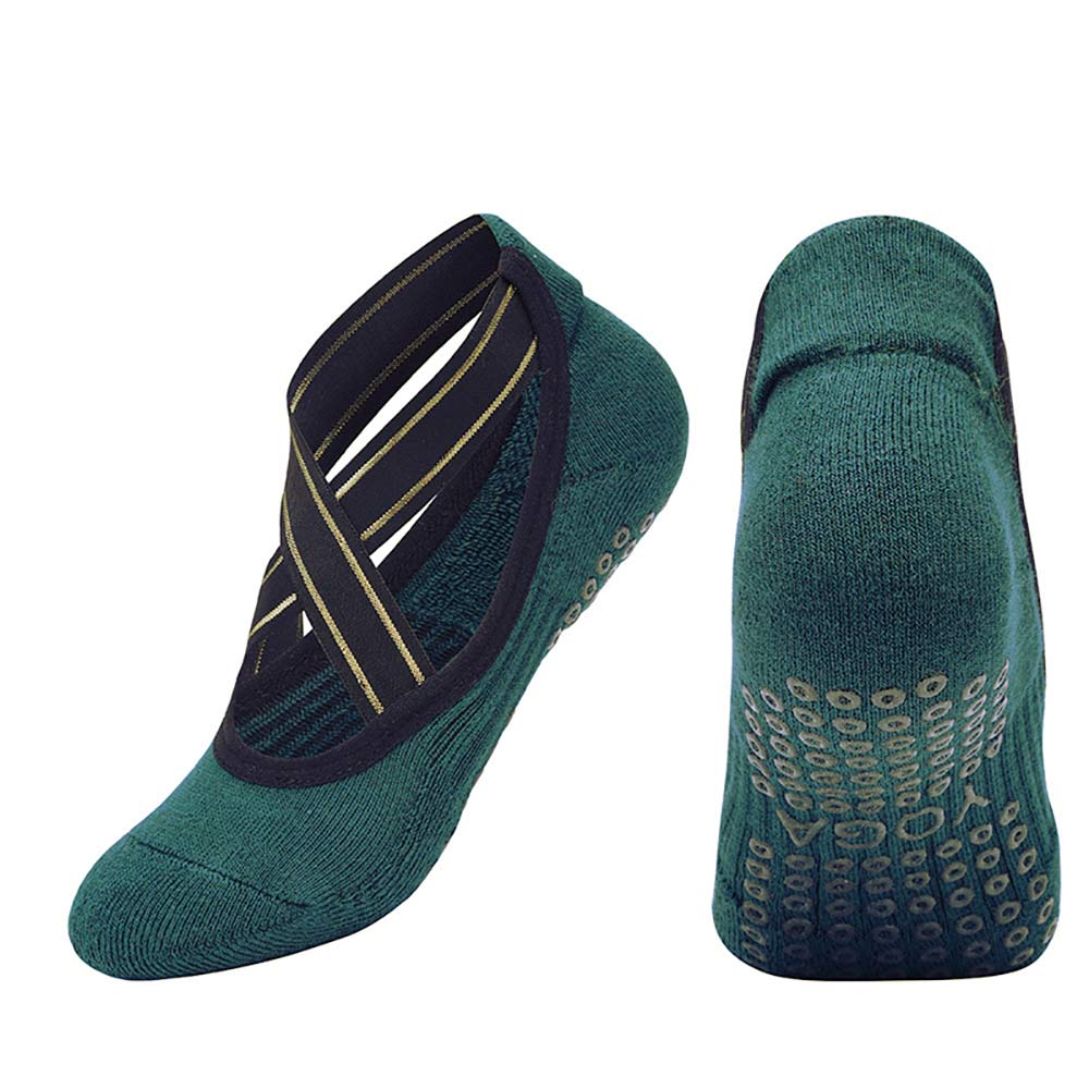 Rutschfeste, elastische Socken für Yoga, Pilates, Gymnastik, Fitnesstraining - für Frauen - Grün