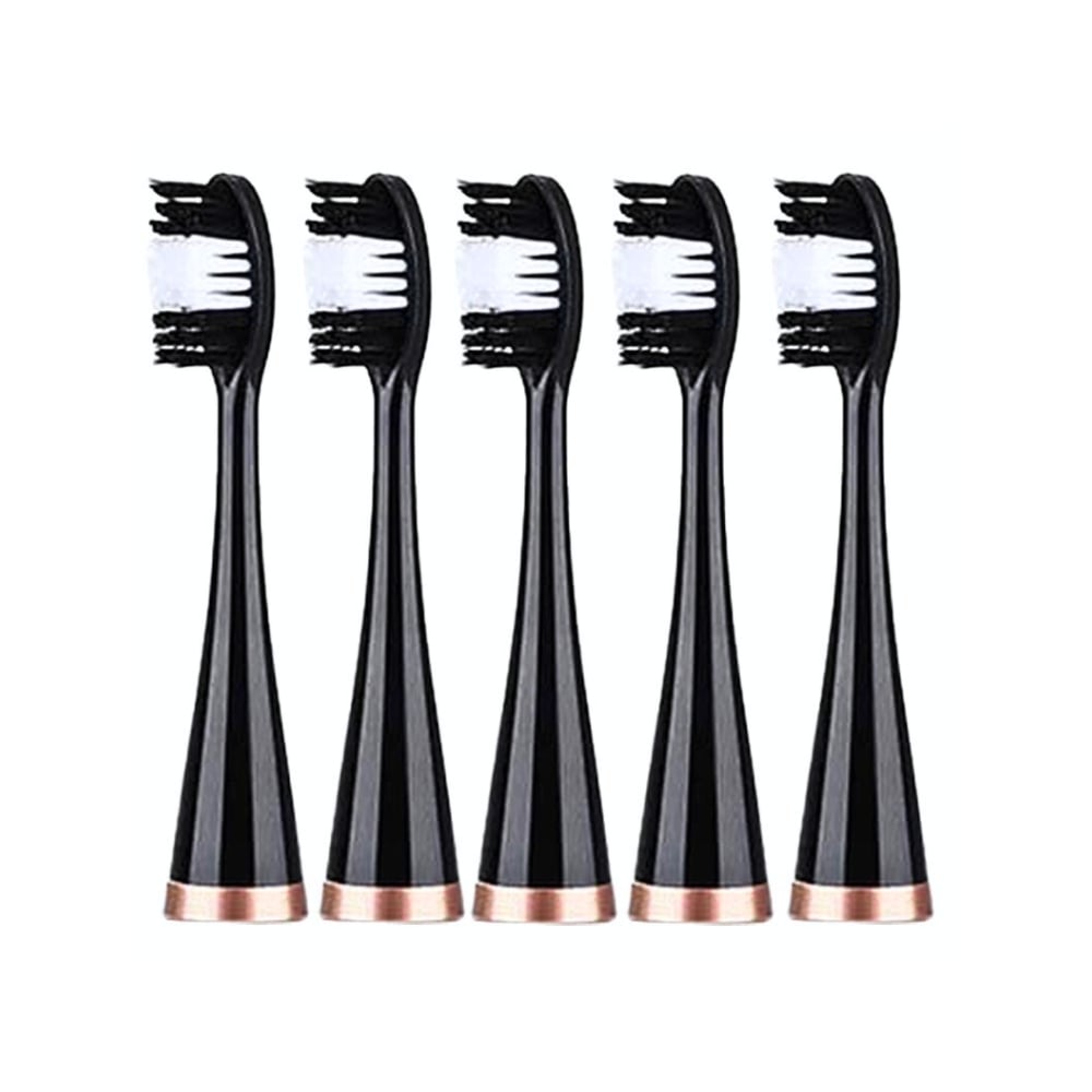 Ersatz-Bürstenköpfe für Ultraschall Zahnbürsten-Set – 5 Aufsätze in Schwarz