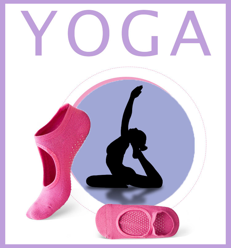 Elastische, rutschfeste Socken für Yoga, Pilates, Gymnastik, Fitnesstraining - Dunkelrosa