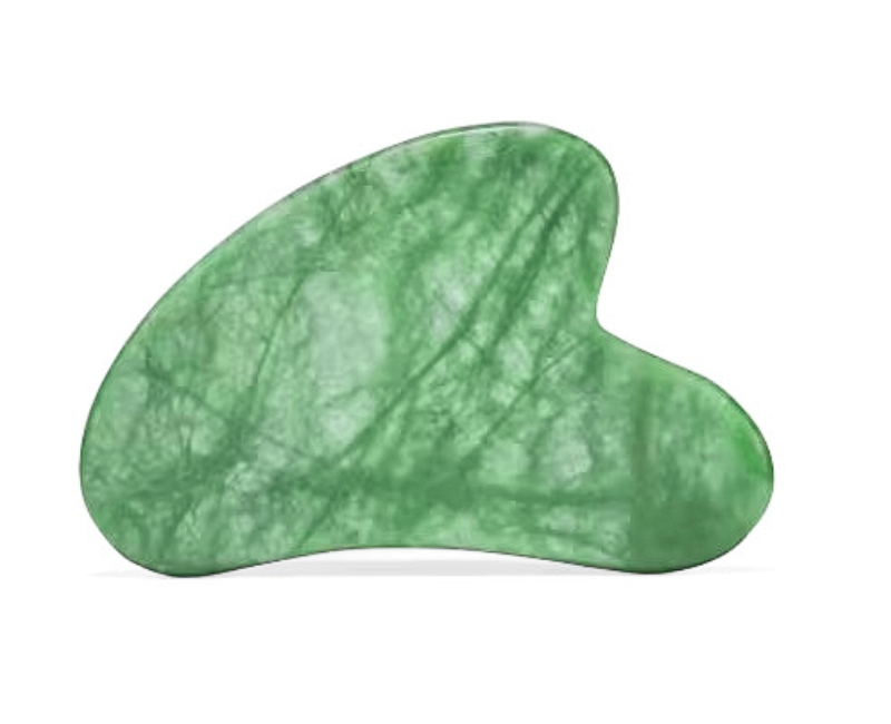 Gua Sha Massagestein für Gesicht und Körper – Wohlbefinden und Anti-Aging nach TCM - grüne Jade