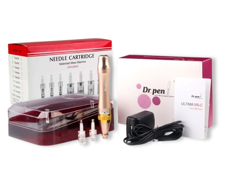 Set: Mikro-Nadel Dermapen von Dr. Pen & 25er-Box Einwegnadeln - in Farben Gold od. Violett (inkl. 2x Einwegnadeln)