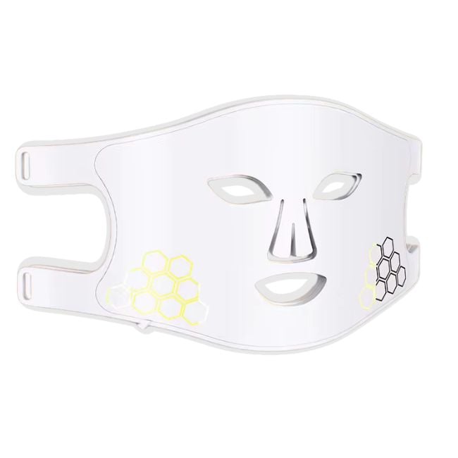 Image of LED Lichttherapie Gesichtsmaske aus Silikon - mit rotem, blauem, infrarotem und violettem LED Licht - Weiss